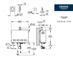 MEDIDAS GENERADOR VAPOR F-DIGITAL DELUXE GROHE SPA